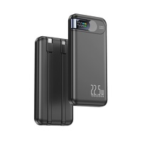 Batterie Li-Polymère TDX TZ22 10000mAh 22.5W/15W/20W à Charge Rapide Type-C, Support de Batterie Externe Mince 2-en-1 avec Câbles Intégrés et Affichage Numérique