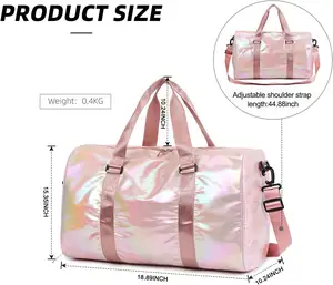 Bolsas de viaje impermeables para gimnasio, bolsa de lona deportiva para mujer, bolsa de gimnasio rosa con compartimento para zapatos para natación y Yoga