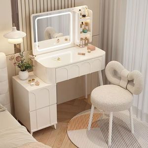 Table <span class=keywords><strong>de</strong></span> toilette <span class=keywords><strong>de</strong></span> chambre à coucher avec miroir, petite table <span class=keywords><strong>de</strong></span> toilette, armoire <span class=keywords><strong>de</strong></span> rangement <span class=keywords><strong>de</strong></span> chevet, miroir avec lumière, bureau intégré avec <span class=keywords><strong>chaise</strong></span> - Product Image 2