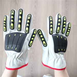 Guantes de trabajo de seguridad mecánica antiimpacto de cuero impermeable TPR para la construcción - Product Image 1