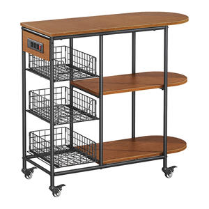 Étagère de rangement multifonctionnelle en métal à 3 niveaux pour cuisine et salon, support pour micro-ondes avec roulettes, vente en gros - Product Image 5