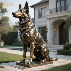 Esculturas grandes de perro pastor alemán al aire libre-Estatuas de perro reacondicionadas adecuadas para césped, almohadas o entradas - Product Image 1