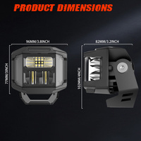 Projecteur LED Carré 3 Pouces Faisceau Combo Spot et Diffusion Pods LED avec DRL Ambre 270° Faisceau Latéral pour UTV 4x4 Camions VTT