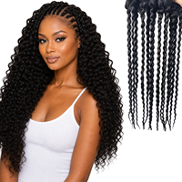 Extensions de cheveux synthétiques bouclés à la française, noir naturel, trame simple, ondulations spirales, pour tressage