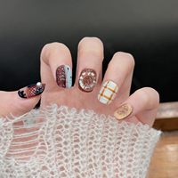 Ongles press-on faits à la main en plastique ABS, forme ellipse, design tendance, 10 pièces/ensemble pour nail art DIY