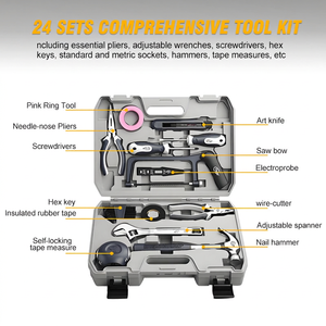 Versatile 13-Piece Hand Tool <b>Set</b> Hard Case Chrome Vanadium Steel Wrenches Measuring Tools Hammers Scissors Screwdrivers Pickaxe - Product Image 4