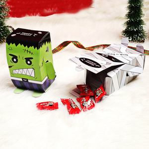Scatole Regalo di Halloween Autoassemblanti Riciclabili in Carta Artistica con Laminazione Lucida e Goffratura, <span class=keywords><strong>Divertenti</strong></span> Scatole per Caramelle a Forma di Fantasma - Product Image 5