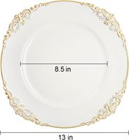 Tabletop Decor 13 "Dinner White Plastic Runde Vintage Ladesc halen mit Goldrand für Catering Hochzeit