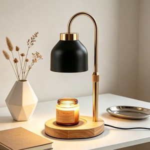 Lámpara de Cera Fundida de Lujo Nórdico YONGZE con Base de Madera, Regulable, para Aromaterapia, Lámpara de Ambiente para Escritorio - Product Image 2