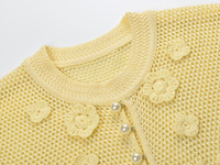 Robe Courte Femme en Maille Lacée à Manches Courtes, Motifs Floraux au Crochet, Découpes Creuses, Patchwork, Volants, Taille Cintrée