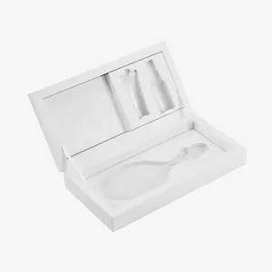 环保白色硬纸板纸礼品包装豪华定制标志透明正面珠宝化妆品小盒子