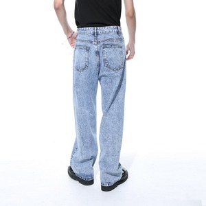 Costume en jean bleu clair vintage pour homme, lavage à l'acide, rétro, coupe droite ample, veste et pantalon en jean, ensemble de <span class=keywords><strong>2</strong></span> pièces, jean délavé pour homme - Product Image 2