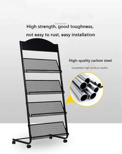 Revistero de pie Estante para periódicos con ruedas de hierro, adecuado para la exhibición de folletos o documentos - Product Image 3