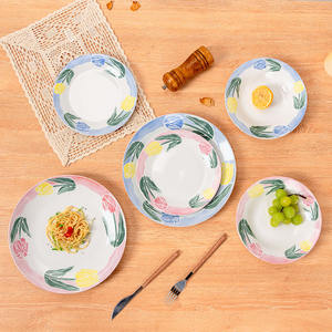 Assiette de table occidentale en céramique Tulipe Française, design élégant et frais, pour la maison, les hôtels et les restaurants - Product Image 4