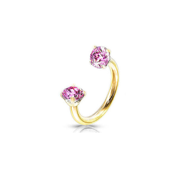Gold/Pink round cz