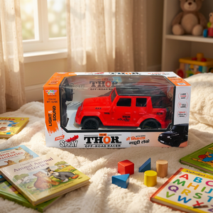รถบังคับวิทยุธอร์ 4x4 ออฟโรดเรเซอร์พร้อมไฟสเปรย์เสียงสีแดง PVC - Product Image 2