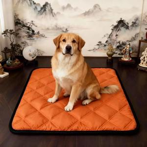 Alfombra rectangular para perros, de tela Oxford, algodón, impermeable, relleno de fibra de poliéster, lavable a mano, color sólido, cojín para asiento de perro - Product Image 4