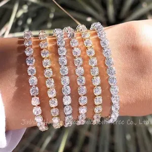 3A CZ Pietra Braccialetto In Oro Bianco Riempito di Gioielli Alla Moda Braccialetti di Cerimonia Nuziale Del Partito Delle Donne Degli Uomini Hiphop Bracciale Tennis