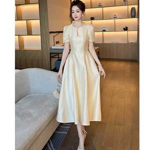 Mütevazı elbise zarif saten parti katı rahat yüksek kaliteli elbiseler uzun Maxi abiye kadın için - Product Image 1