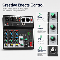 Mini console de mixage audio professionnelle USB en métal à 4 canaux avec effets intégrés pour la production musicale