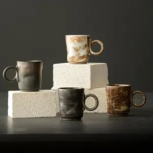 日式创意陶瓷情侣杯粘土早餐奶茶杯石器咖啡杯