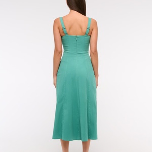 เดรสลำลองผ้าฝ้าย 100% ลายดอกไม้ ความยาวปานกลางสำหรับฤดูร้อน พร้อมลายปักฉลุและลูกไม้ - Product Image 2