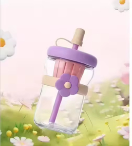 ขวดน้ำแก้วลายดอกไม้ขนาด 500 มล. พร้อมตัวกรองสำหรับเครื่องดื่มเย็น - Product Image 6