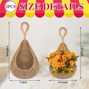 ตะกร้าผลไม้ตะกร้าแขวนตกแต่งด้วยลูกปัดที่แขวนปิดผนัง3ชุดตะกร้าลวดแขวนตะกร้าสี่เหลี่ยมผืนผ้าสวน macrame - Product Image 5