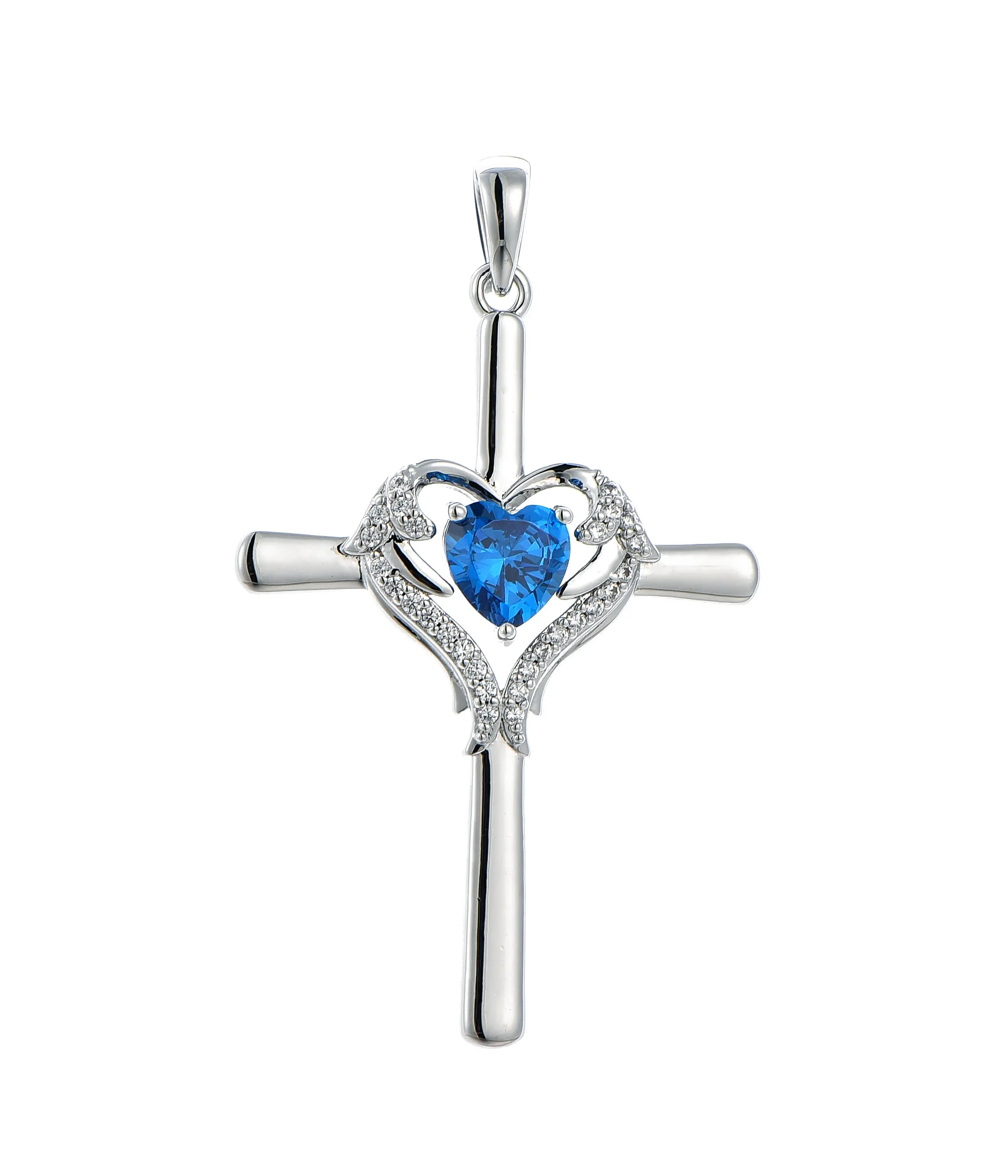 New Women Teen 925 Sterling Silver zircon Pendant Cross Necklace for Valentine's Day Birthday