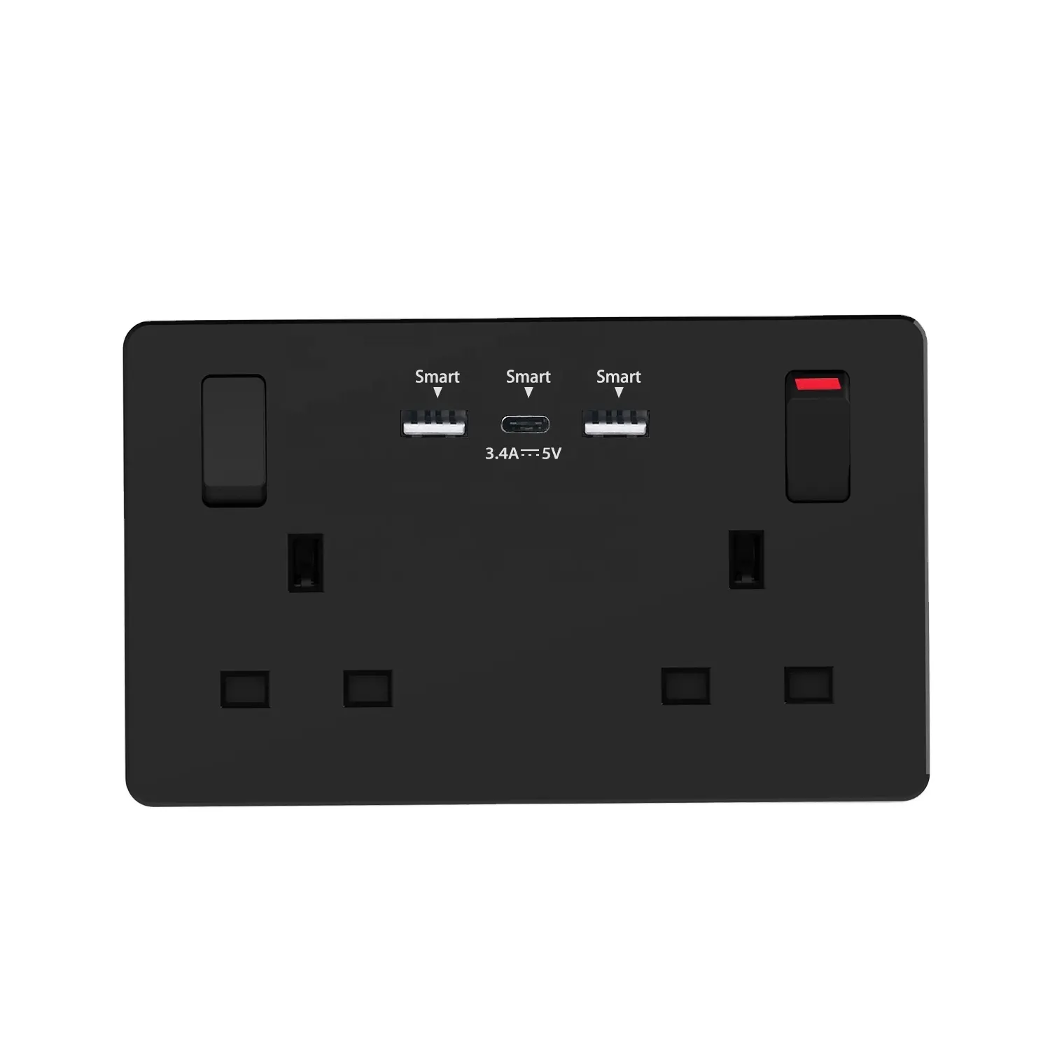 UK Matte Wall USB C Double Power point Popular Items Small electric Socket 250 V 13 A 2 Gang smart double USB Eco-friendly