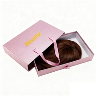 Boîte d'emballage rigide en carton rose personnalisable avec logo imprimé pour vêtements, robes et perruques, avec poignée