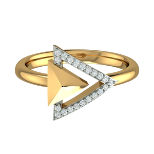 แหวนเงินแท้ 925 ชุบทองรูปทรงเรขาคณิตสามเหลี่ยมประดับเพชรคิวบิกเซอร์โคเนียสำหรับผู้หญิง |   เครื่องประดับแฟชั่นดีไซน์ทันสมัย - Product Image 4