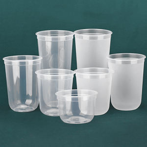 Disesuaikan 12 16 24 32 Oz transparan buram PP injeksi sekali pakai Smoothie teh gelembung susu cangkir plastik dengan tutup - Product Image 1