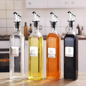 New Design 500ml Glass Jar Plastic Top Gravity Vinegar and olive oil pot cooking vegetable kitchen Oil Dispenser