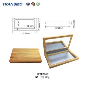Palette à paupières magnétique vide personnalisable, étui de maquillage carré en bambou avec miroir - Product Image 2
