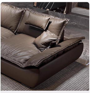 أريكة جلدية فاخرة مستوحاة من السيل لعام <span class=keywords><strong>2026</strong></span>، مقعد عميق وواسع للغاية، ظهر قابل للتعديل، تصميم مستقيم يشبه العش - Product Image 4