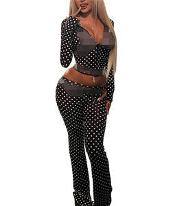 Hottie Sporty 2 Parça Takım Kadın Kapüşonlu Fermuarlı Harfli Baskılı Crop Top ve İspanyol Paça Çizgili Tatlı Seksi Esnek Dar Pantolon - Product Image 3