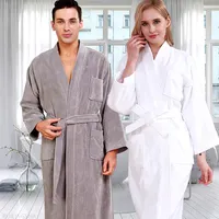 Robes Luxury Double Custom Unisex Layer Velour And Terry White 100% Cotton 5 Star Hotel Bath Robes Bathrobe Hotel Towel
