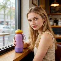 Bouteille d'eau en acier inoxydable Yeway, écologique, avec couvercle en silicone en forme de champignon, sans BPA, anti-fuite, avec poignée portable pour l'extérieur
