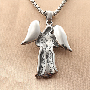 Winged <b>Angel</b> Pendant Stainless Steel Unisex Necklace Retro Style <b>Gift</b> 190193 - Product Image 2
