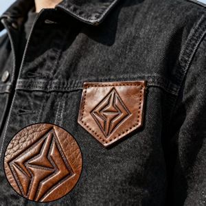 Custom Iron Debossed Soft Real Genuine <strong>Fake</strong> Leather Roll Clothing Self-Adhesive Hat Tags Jeans Repair Patches Private <strong>Brand</strong> - Product Image 3