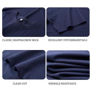 Camiseta Básica de Algodón 100%, Tejido Grueso de 230g, Color Azul Marino Sólido, Estilo Casual para <span class=keywords><strong>Hombre</strong></span> y Mujer - Product Image 3