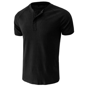 Camiseta Deportiva Masculina de Manga Corta con Botones, Ligera, Informal, para Verano, Estilo Musculoso, Color Negro, Popular, Venta al Por Mayor - Product Image 3