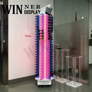 Modern New Fashion Changeable LED Colors Acrylic <strong>Glasses</strong> <strong>Display</strong> Racks with Big Floor <strong>Rotating</strong> Sunglasses <strong>Displays</strong> Wheels - Product Image 4