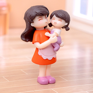 Festa della mamma carino grazioso Mini accessorio giocattolo regalo in miniatura persone madre figlia personaggio in resina figurine artigianali all'ingrosso - Product Image 6