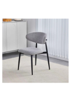 Chaise de salle à manger rembourrée moderne avec dossier incurvé, chaise d'appoint minimaliste à structure métallique pour salle à manger et salon