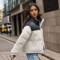 Mode coréenne Patchwork mignon conception courte vers le bas coton pain matelassé manteaux femmes 2023 nouveau automne hiver veste pas cher en gros