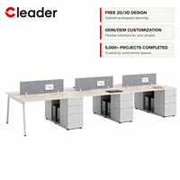 Banc de bureau pour 2 à 8 personnes, poste de travail avec structure en acier tubulaire, écran acoustique et armoire mobile sur roulettes, OEM ODM