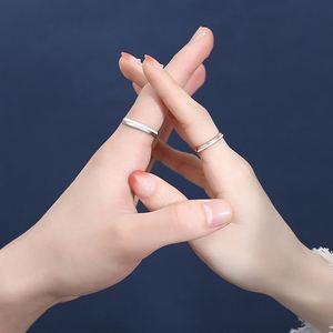 แหวนคู่ชุบเงิน Anillos De Pareja แหวนคู่รักสลักอักษร Fallen for You แหวนแต่งงานแบบปรับขนาดได้ แหวนเปิดสำหรับงานแต่งงาน เครื่องประดับงานแต่งงาน - Product Image 5