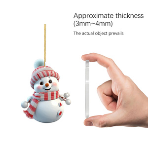 2D Arts et Artisanat Bonhomme de Neige Acrylique Décorations de Noël pour la Maison Voiture Arbre de Noël Ornements Suspendus <span class=keywords><strong>Noel</strong></span> Natale Navidad - Product Image 6